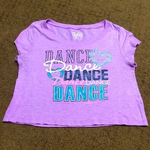 Justice dance shirt size 14 Girls purple short sleeve tshirt EUC